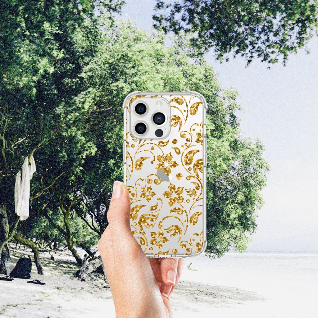 iPhone 13 Pro Max Case Gouden Bloemen - B2C Telecom