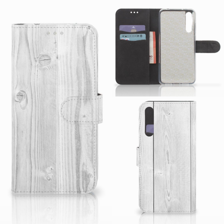 Huawei P20 Pro Book Style Case White Wood