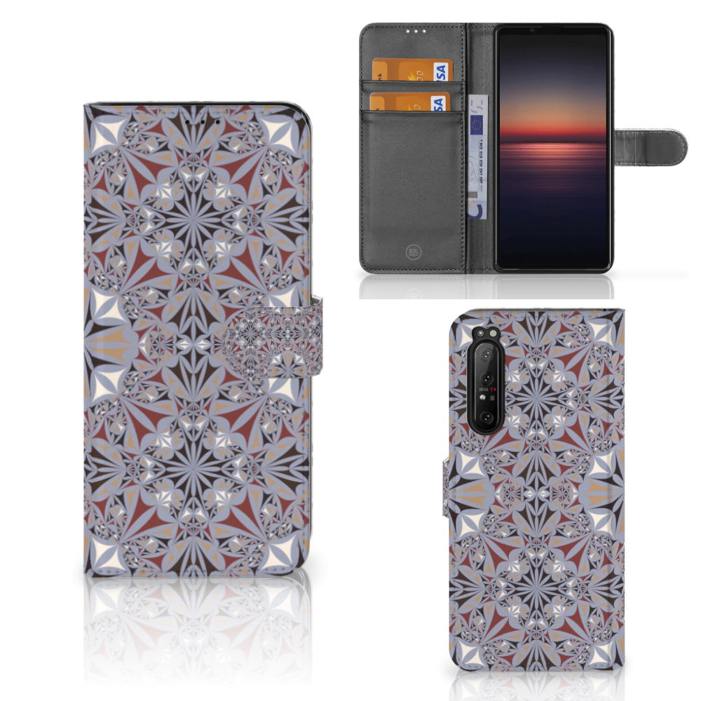 Sony Xperia 1 II Bookcase Flower Tiles