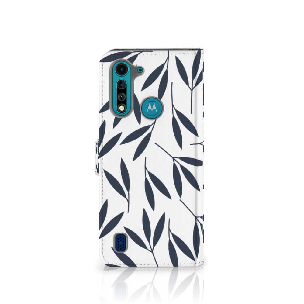 Motorola G8 Power Lite Hoesje Leaves Blue
