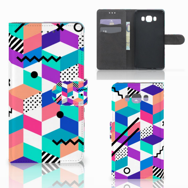 Samsung Galaxy J7 2016 Book Case Blokken Kleurrijk