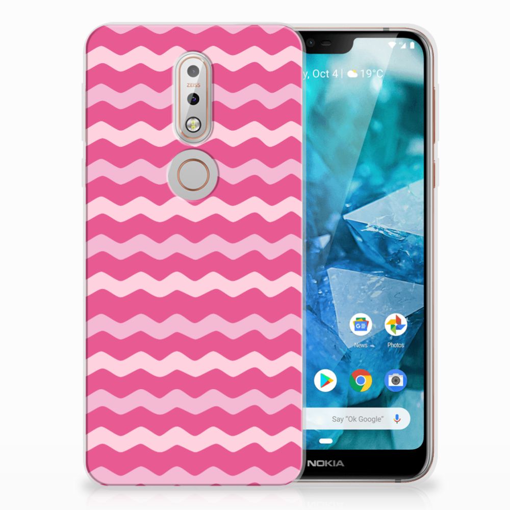 Nokia 7.1 TPU bumper Waves Pink