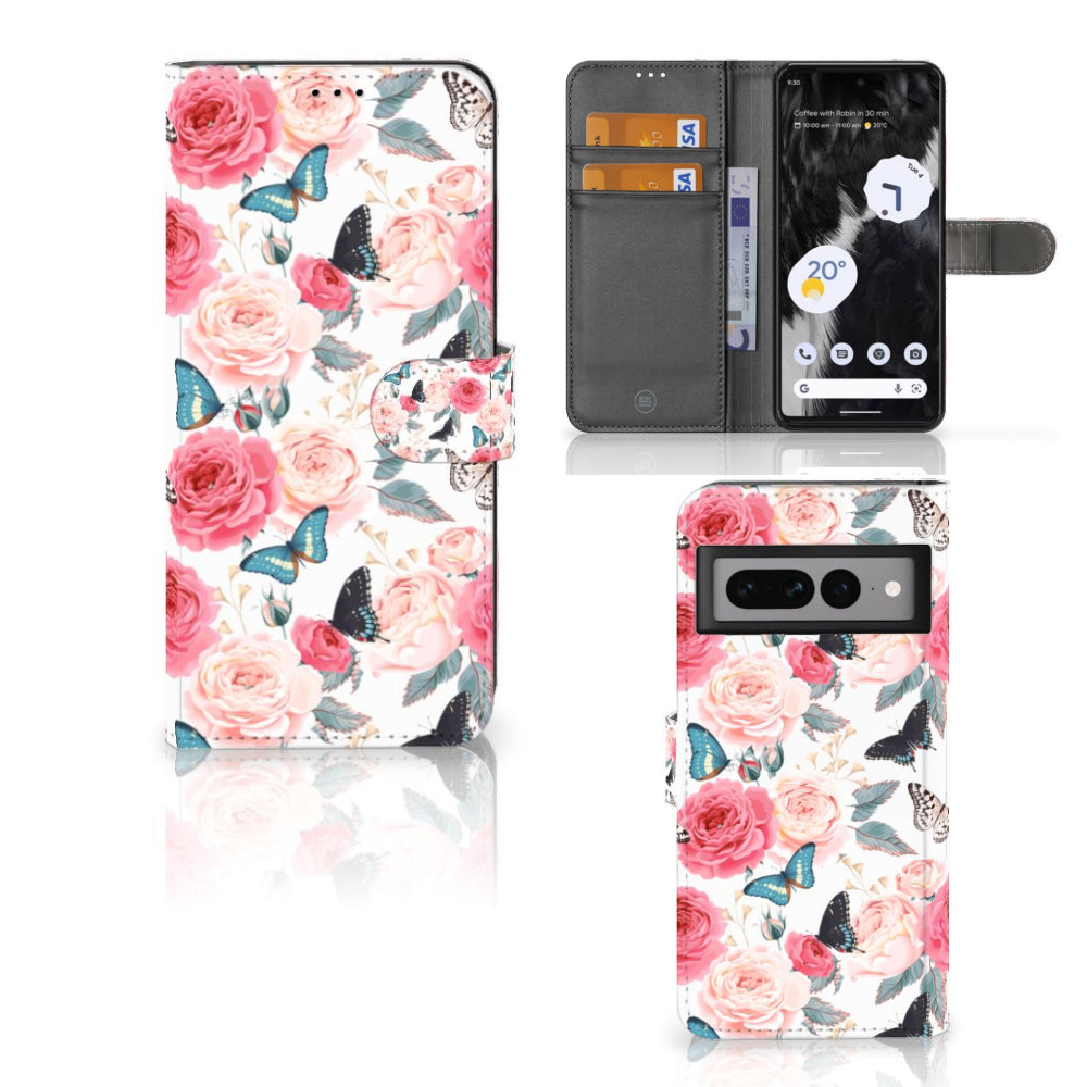 Google Pixel 7 Pro Hoesje Butterfly Roses