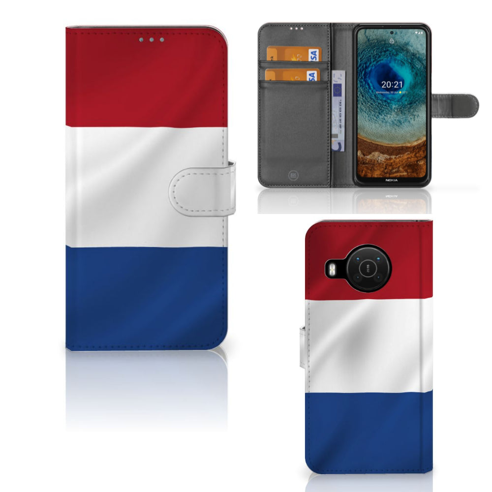 Nokia X10 | Nokia X20 Bookstyle Case Nederlandse Vlag, telefoonhoesje met artistiek Nederlands vlag ontwerp.