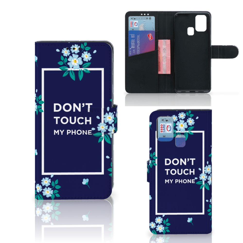 Samsung Galaxy M31 Portemonnee Hoesje Flowers Blue DTMP
