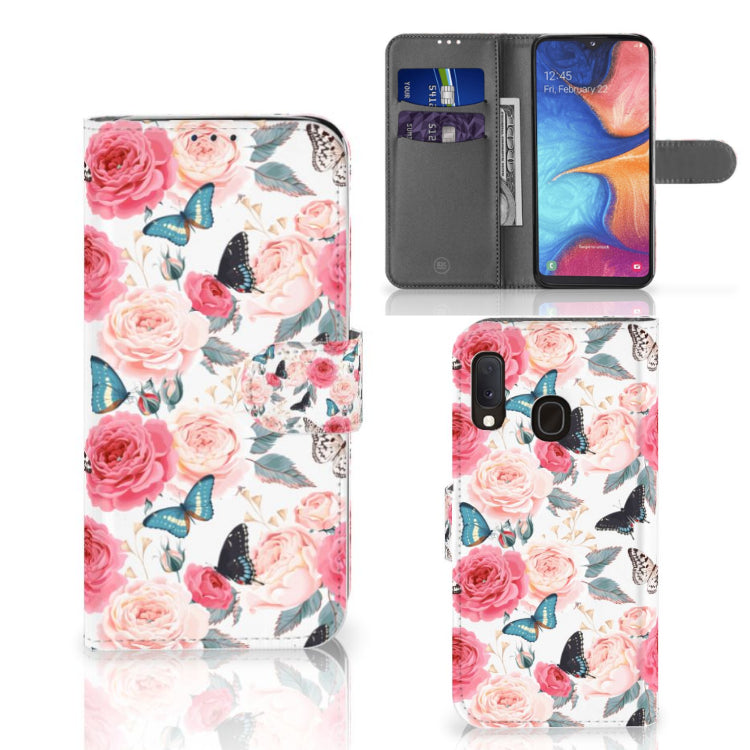 Samsung Galaxy A20e Hoesje Butterfly Roses