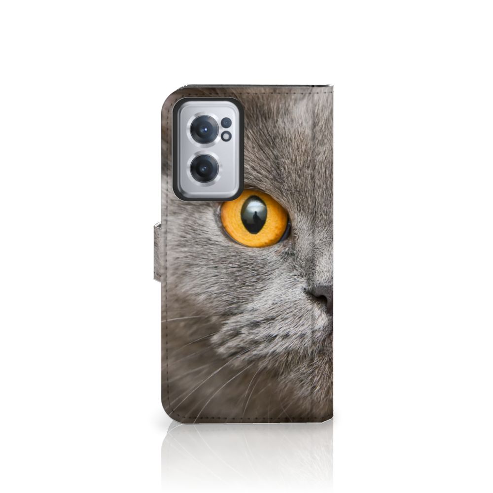 Telefoonhoesje met Pasjes OnePlus Nord CE 2 Britse Korthaar met indrukwekkende grijze kat