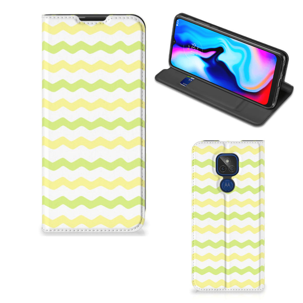 Motorola Moto G9 Play Hoesje met Magneet Waves Yellow