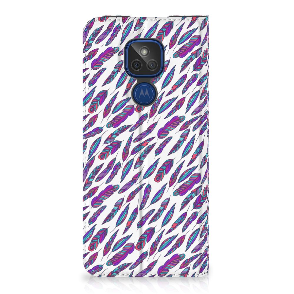 Motorola Moto G9 Play Hoesje met Magneet Feathers Color - B2C Telecom