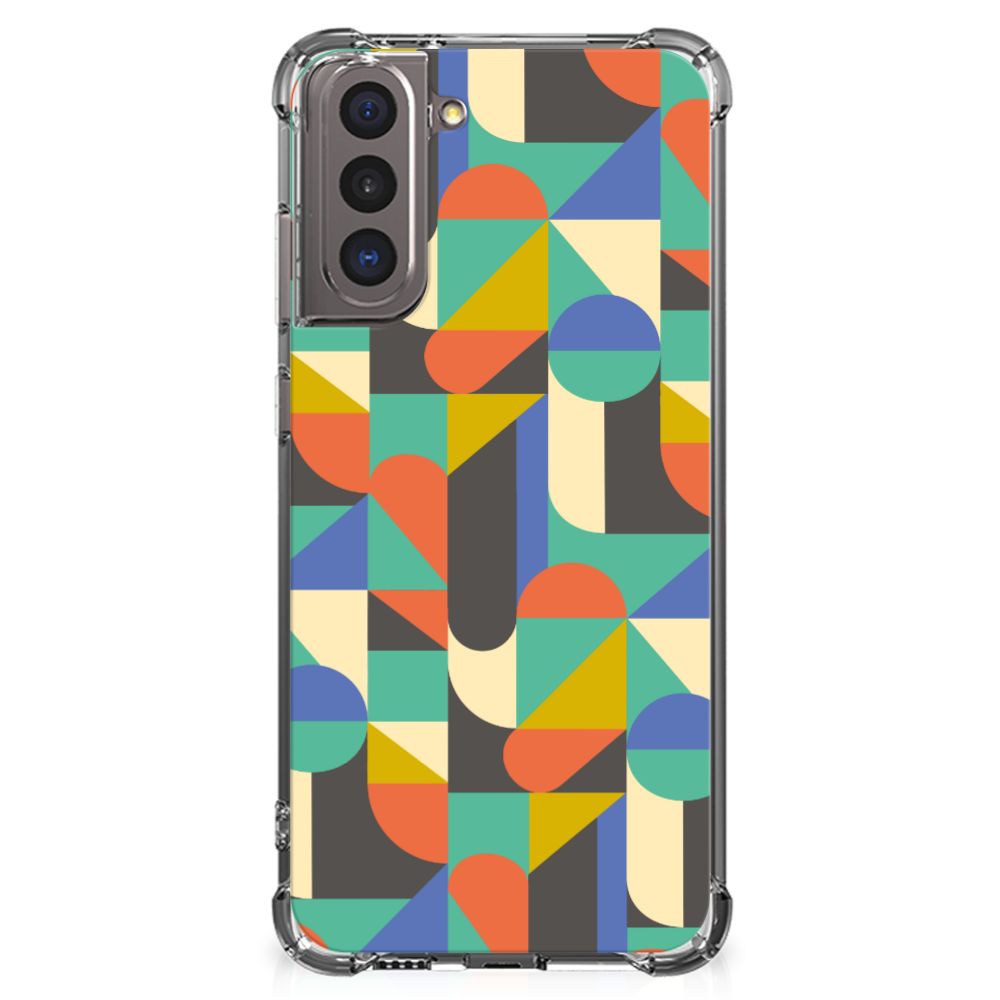 Samsung Galaxy S21 Doorzichtige Silicone Hoesje Funky Retro