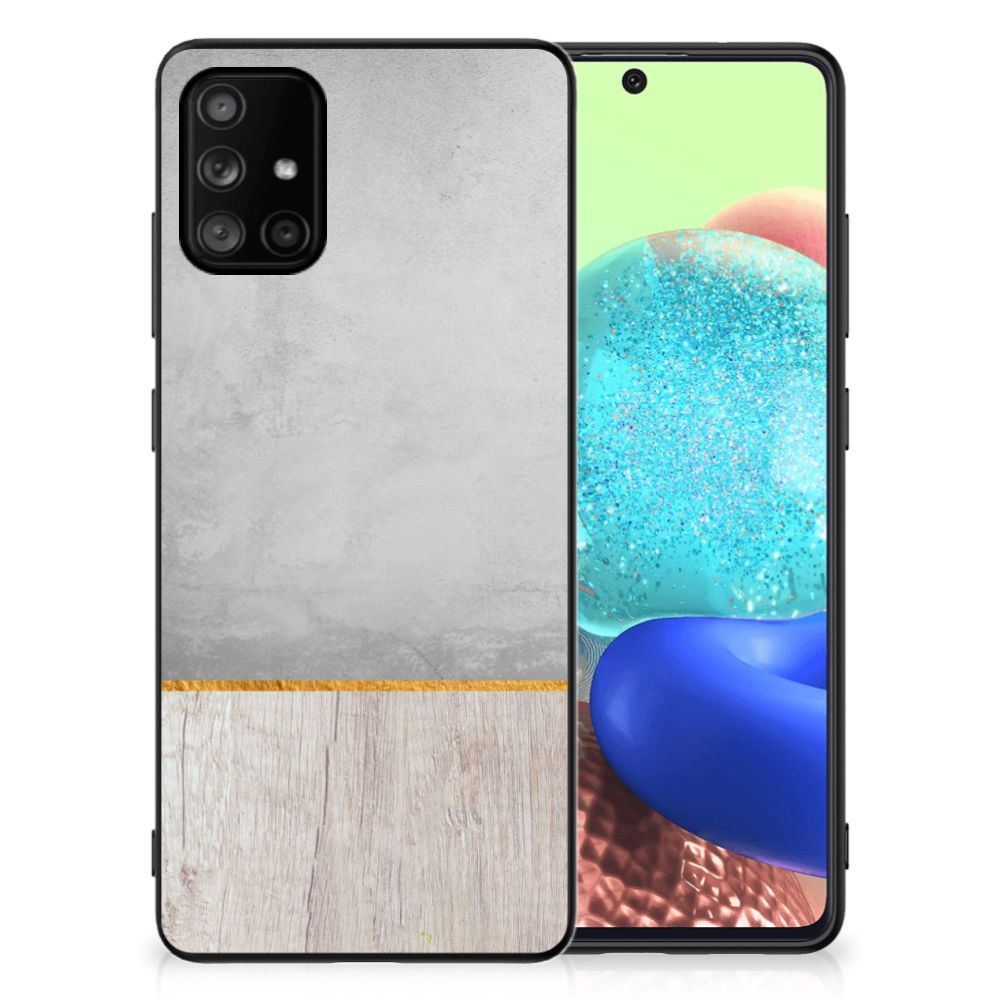 Samsung Galaxy A71 Houten Print Telefoonhoesje Wood Concrete