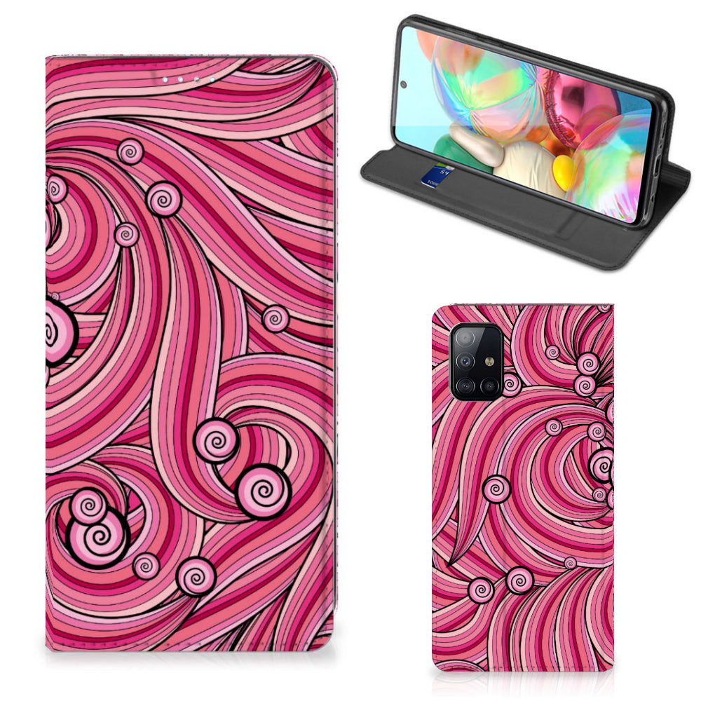 Samsung Galaxy A71 Bookcase Swirl Pink