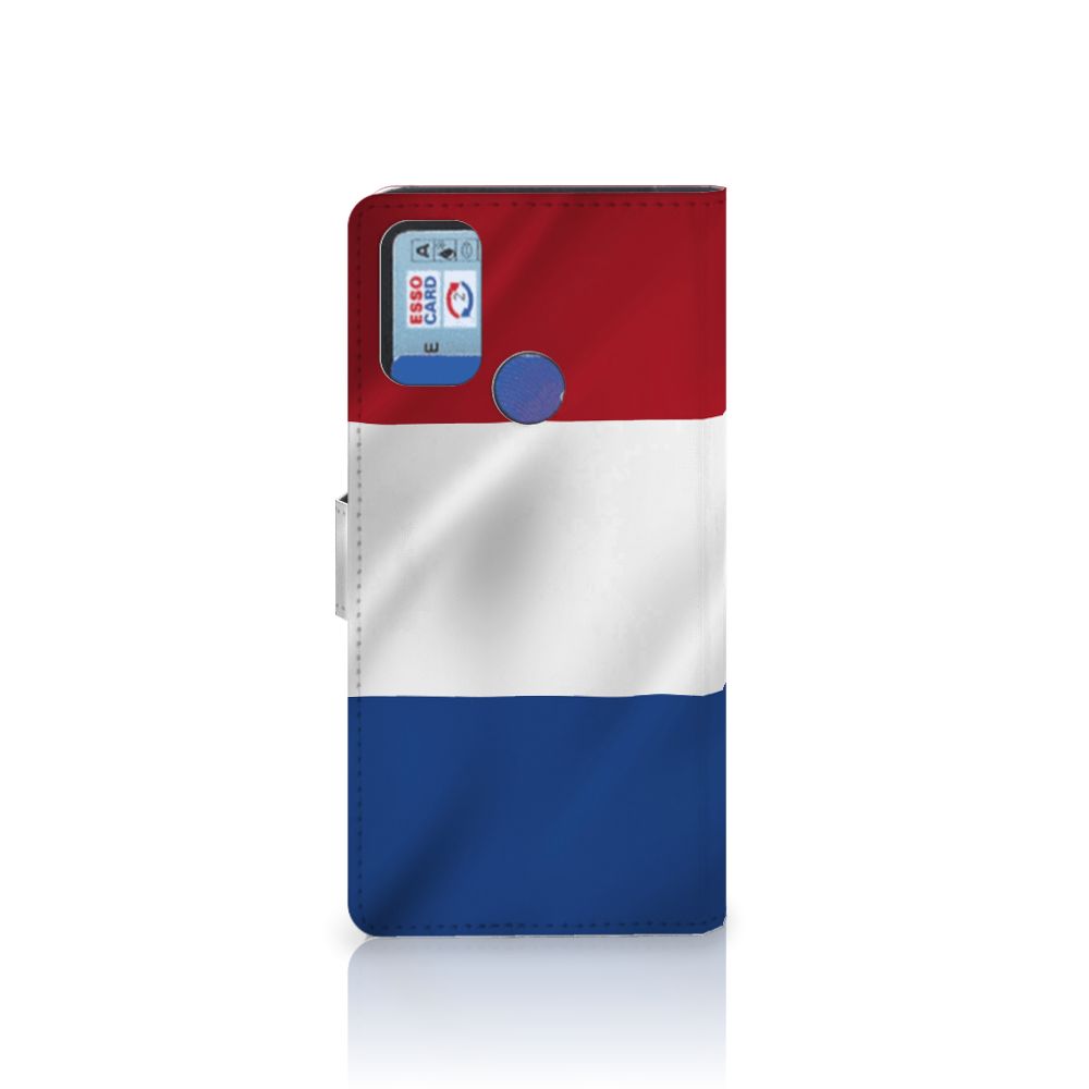 Alcatel 1S (2021) Bookstyle Case Nederlandse Vlag met artistiek design van de Nederlandse vlag.