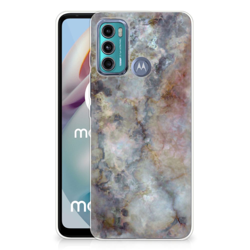 Motorola Moto G60 TPU Siliconen Hoesje Marmer Grijs B2C Telecom