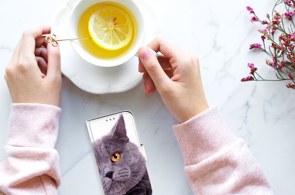 Apple iPhone 12 Mini Telefoonhoesje met Pasjes Kat