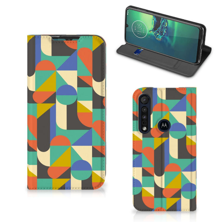 Motorola G8 Plus Hoesje met Magneet Funky Retro