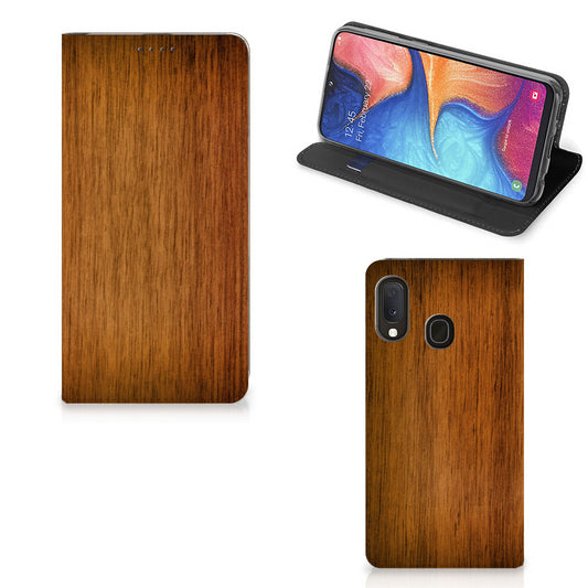 Samsung Galaxy A20e Book Wallet Case Donker Hout