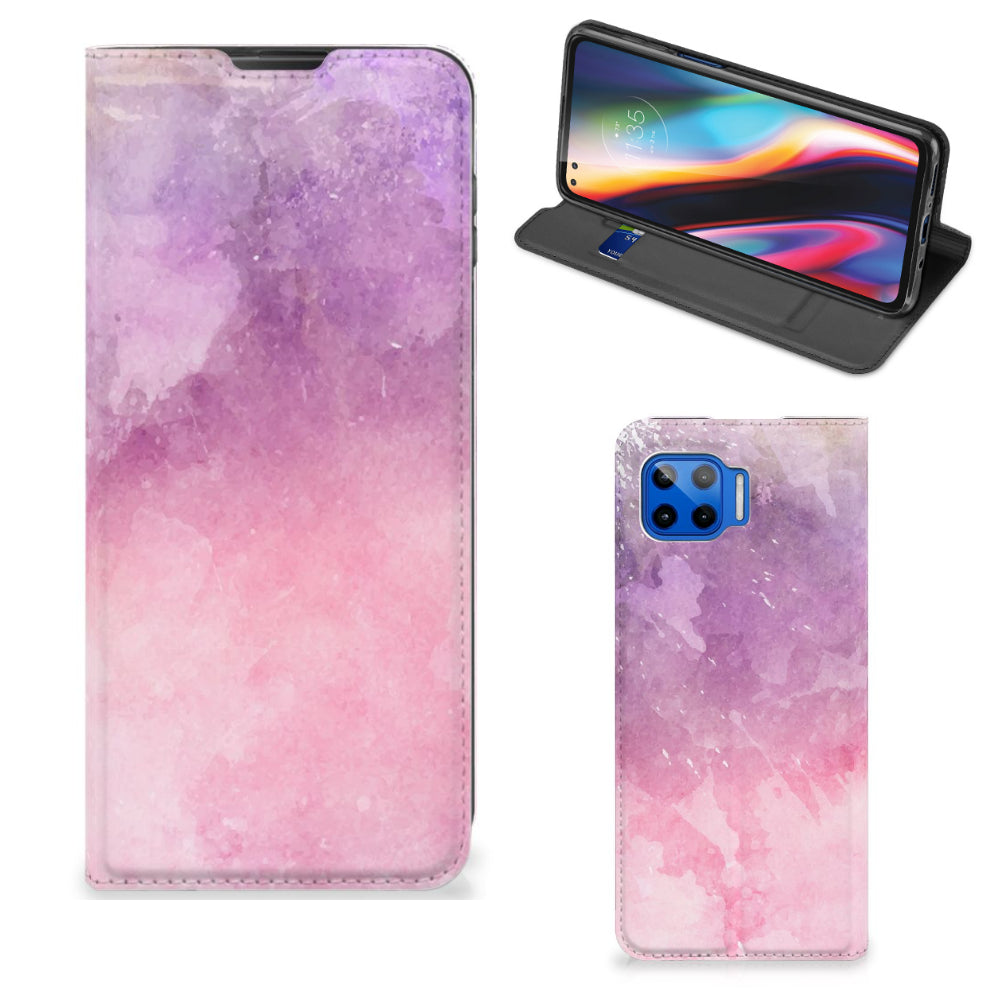 Bookcase Motorola Moto G 5G Plus Pink Purple Paint