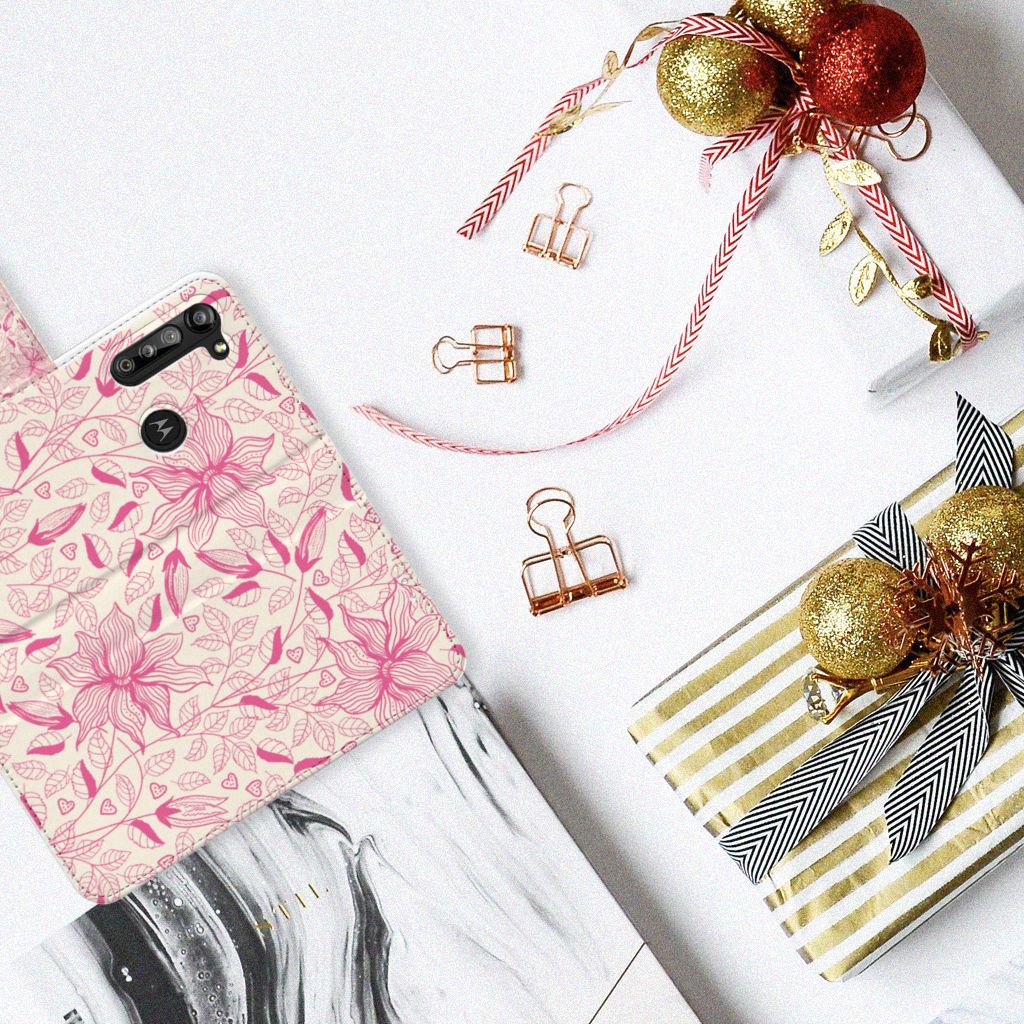 Motorola G8 Power Hoesje Pink Flowers