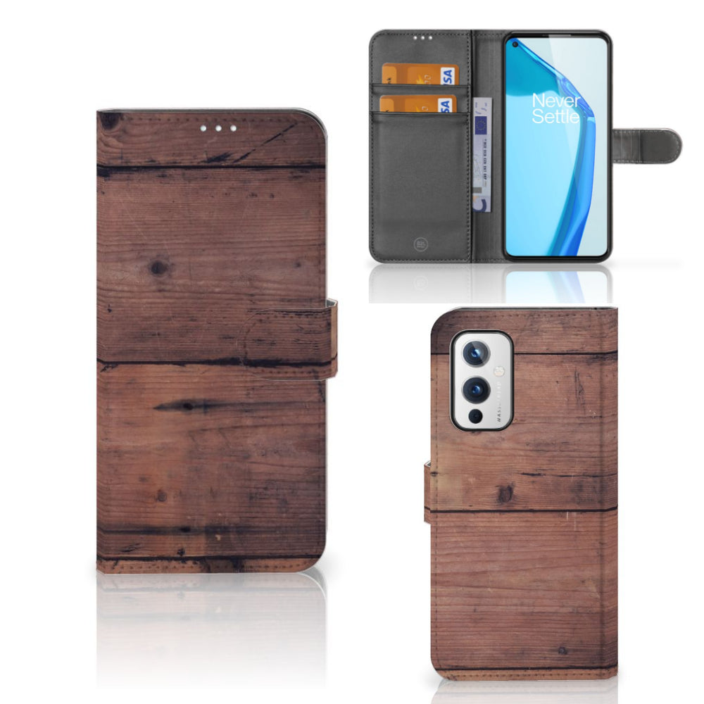 OnePlus 9 Book Style Case Old Wood