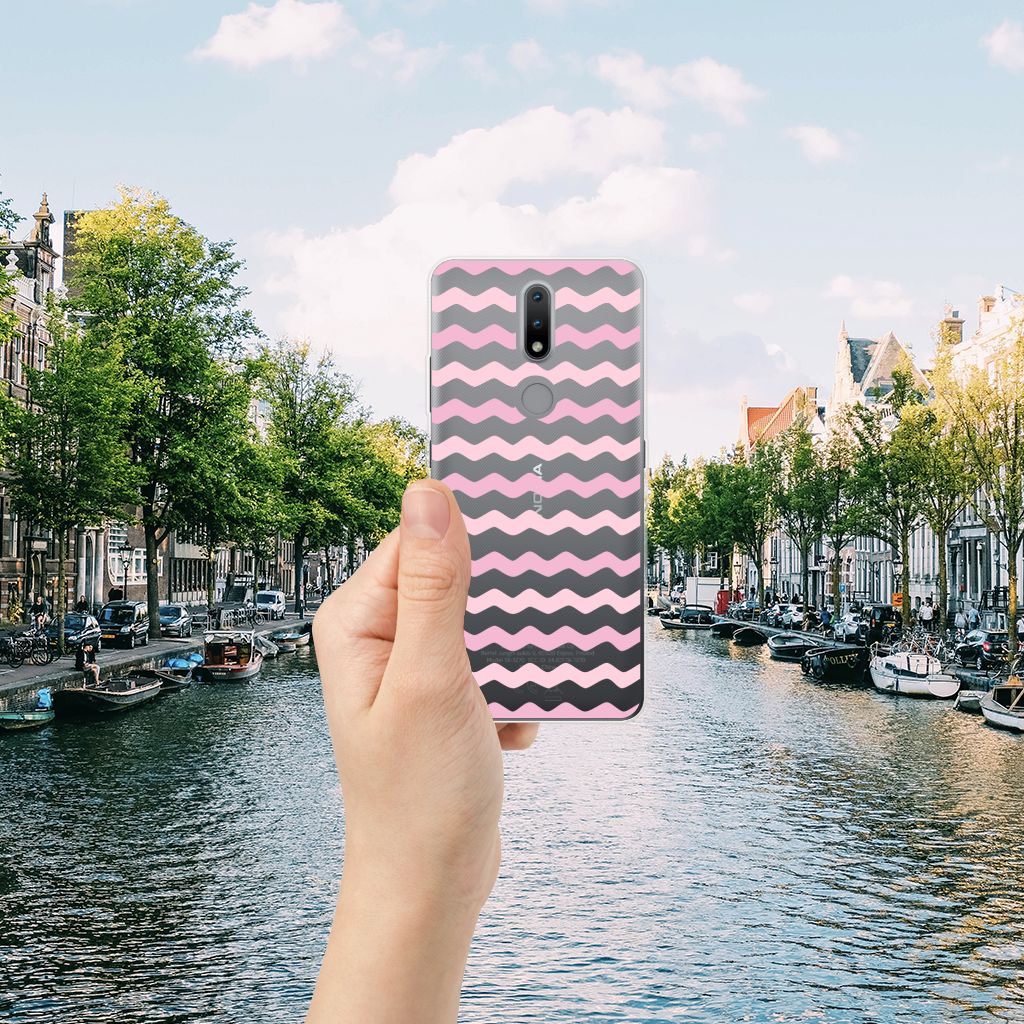 Nokia 2.4 TPU bumper Waves Roze