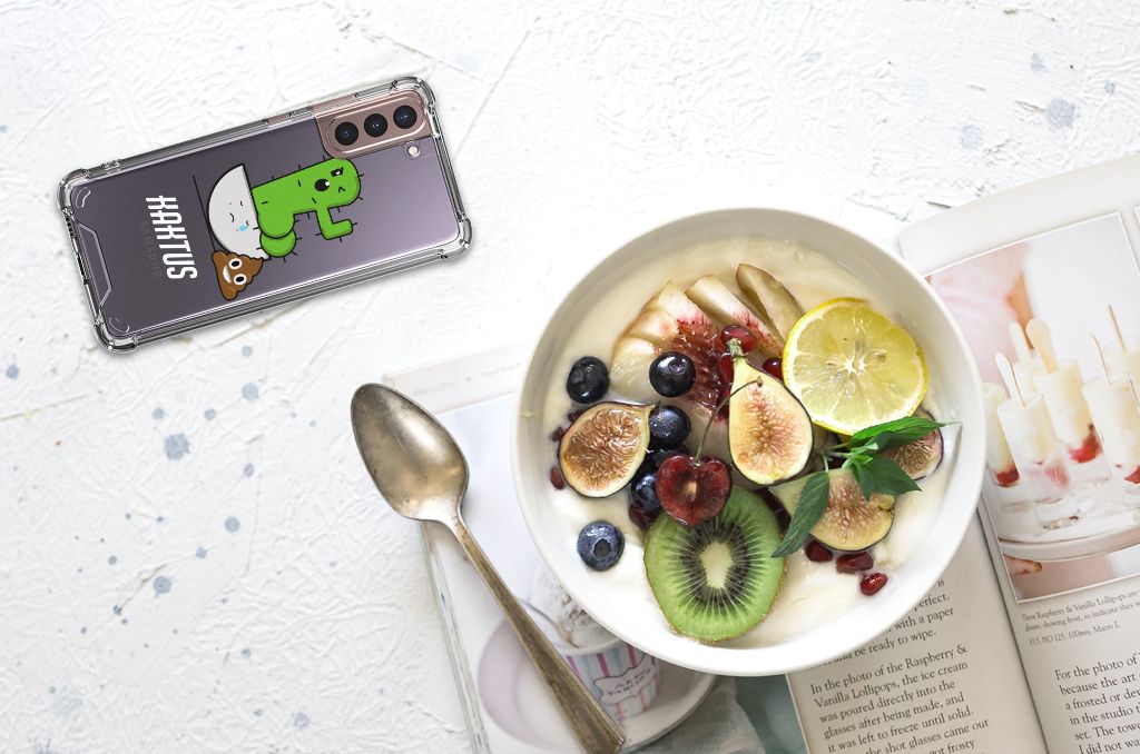 Samsung Galaxy S21 Plus Stevig Bumper Hoesje Cactus Poo B2C Telecom