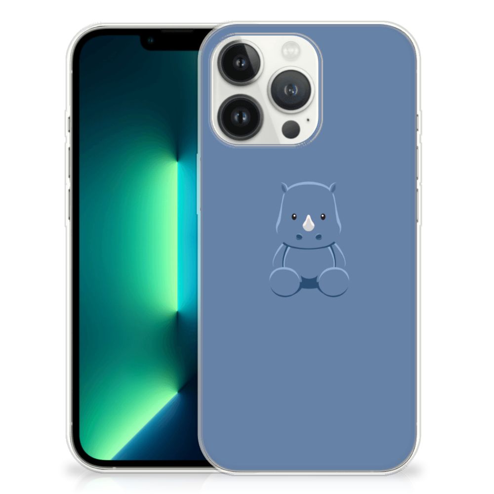 iPhone 13 Pro Max Telefoonhoesje met Naam Baby Rhino met schattige baby neushoorn afbeelding