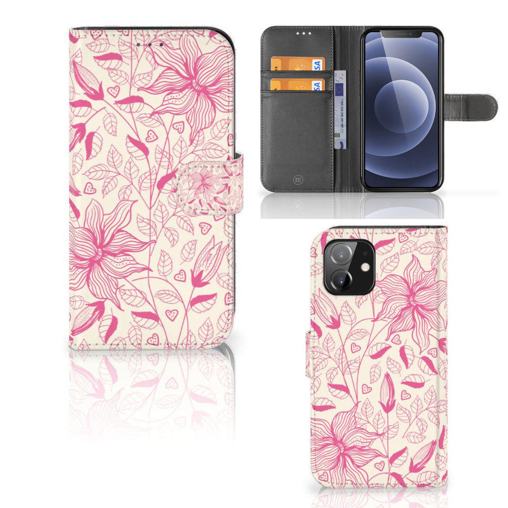 iPhone 12 | 12 Pro (6.1") Hoesje Pink Flowers