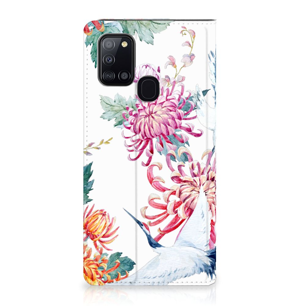 Samsung Galaxy A21s Hoesje maken Bird Flowers - B2C Telecom