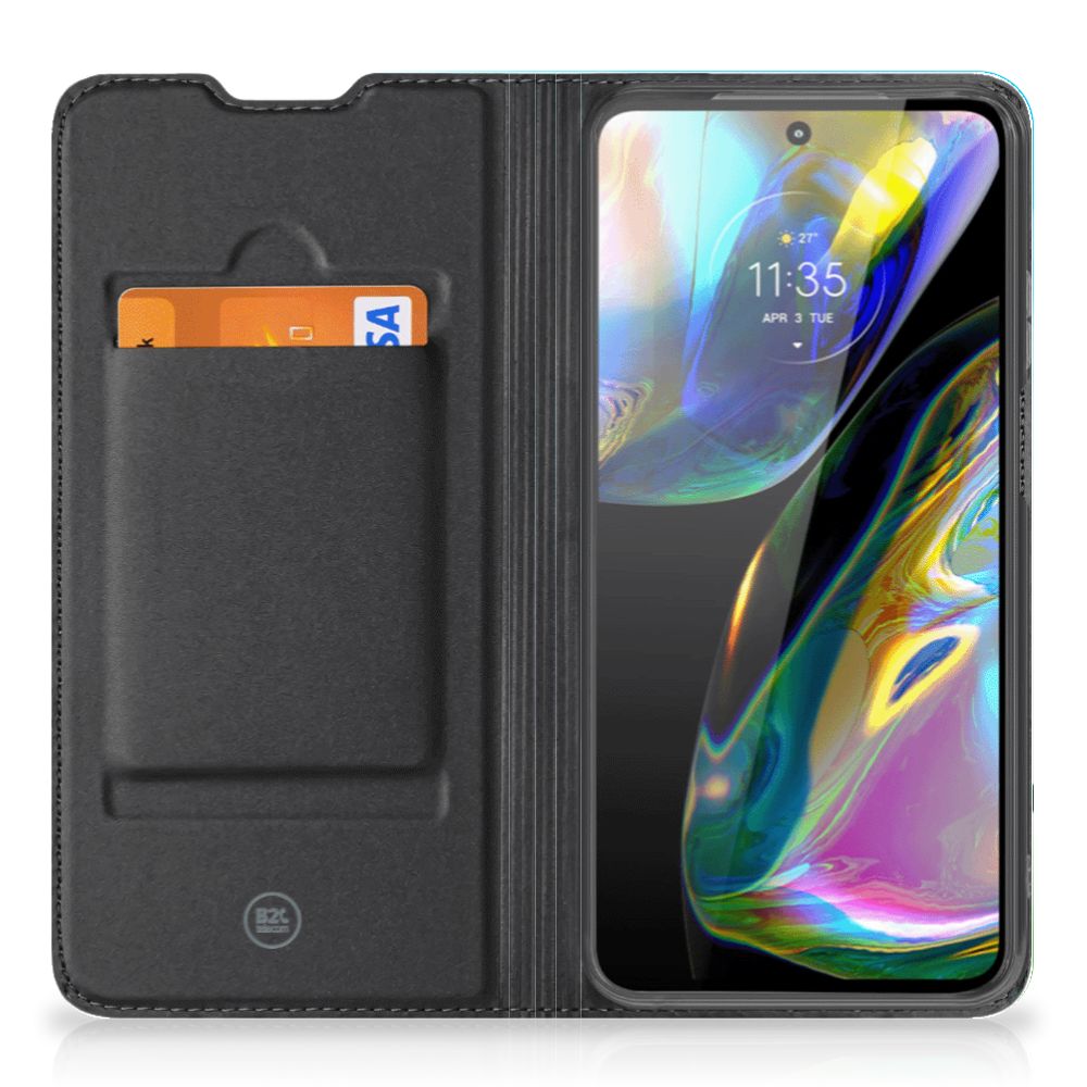Motorola Moto G52 | Moto G82 Smart Cover Orchidee Blauw - Cadeau voor je Moeder - B2C Telecom