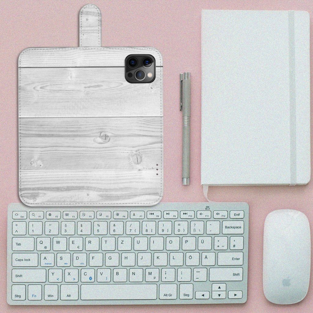 Apple iPhone 12 Pro Max Book Style Case White Wood