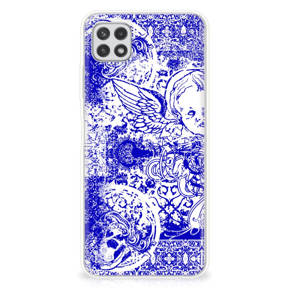 Silicone Back Case Samsung Galaxy A22 5G Angel Skull Blauw B2C Telecom