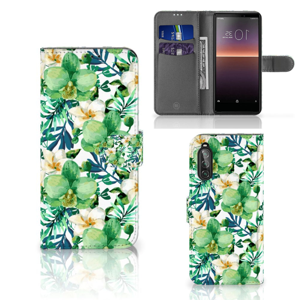 Sony Xperia 10 II Hoesje Orchidee Groen