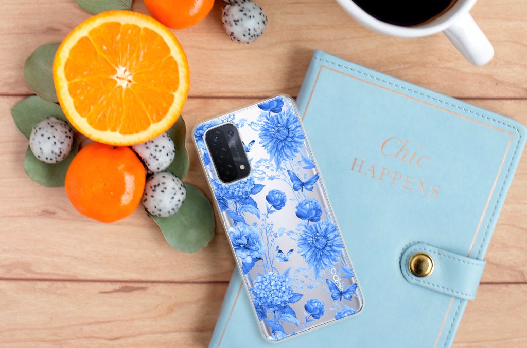 TPU Case voor OPPO A93 5G Flowers Blue