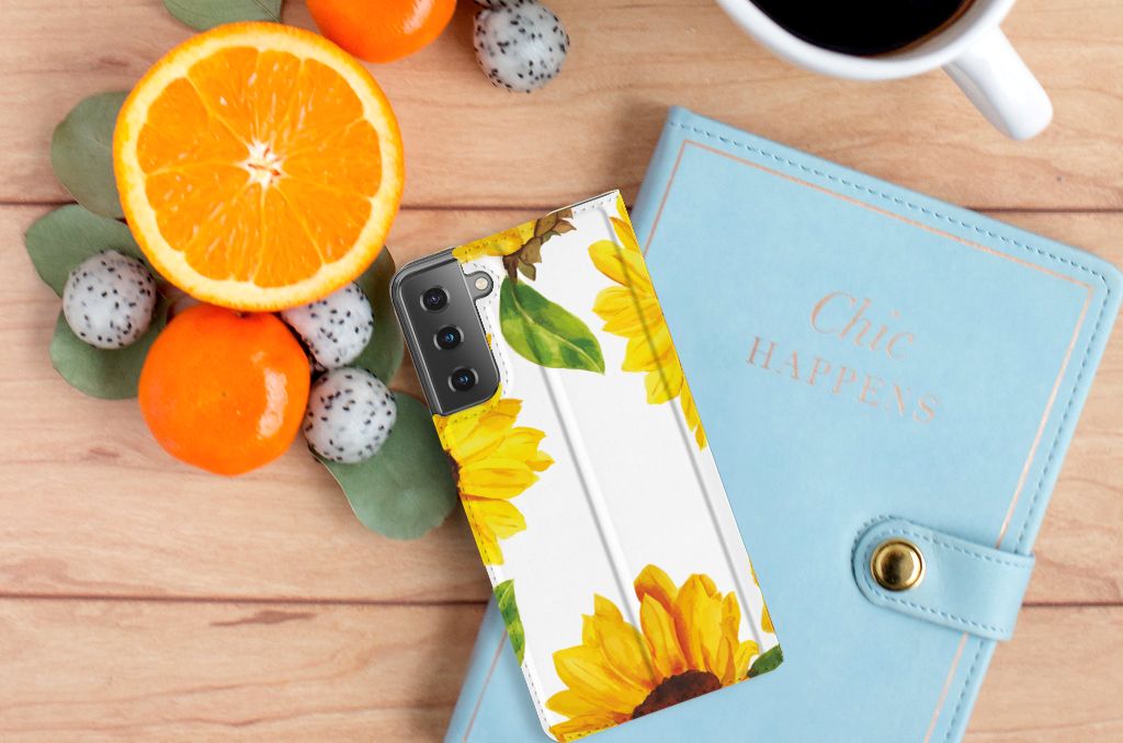 Smart Cover voor Samsung Galaxy S21 Plus Zonnebloemen - B2C Telecom