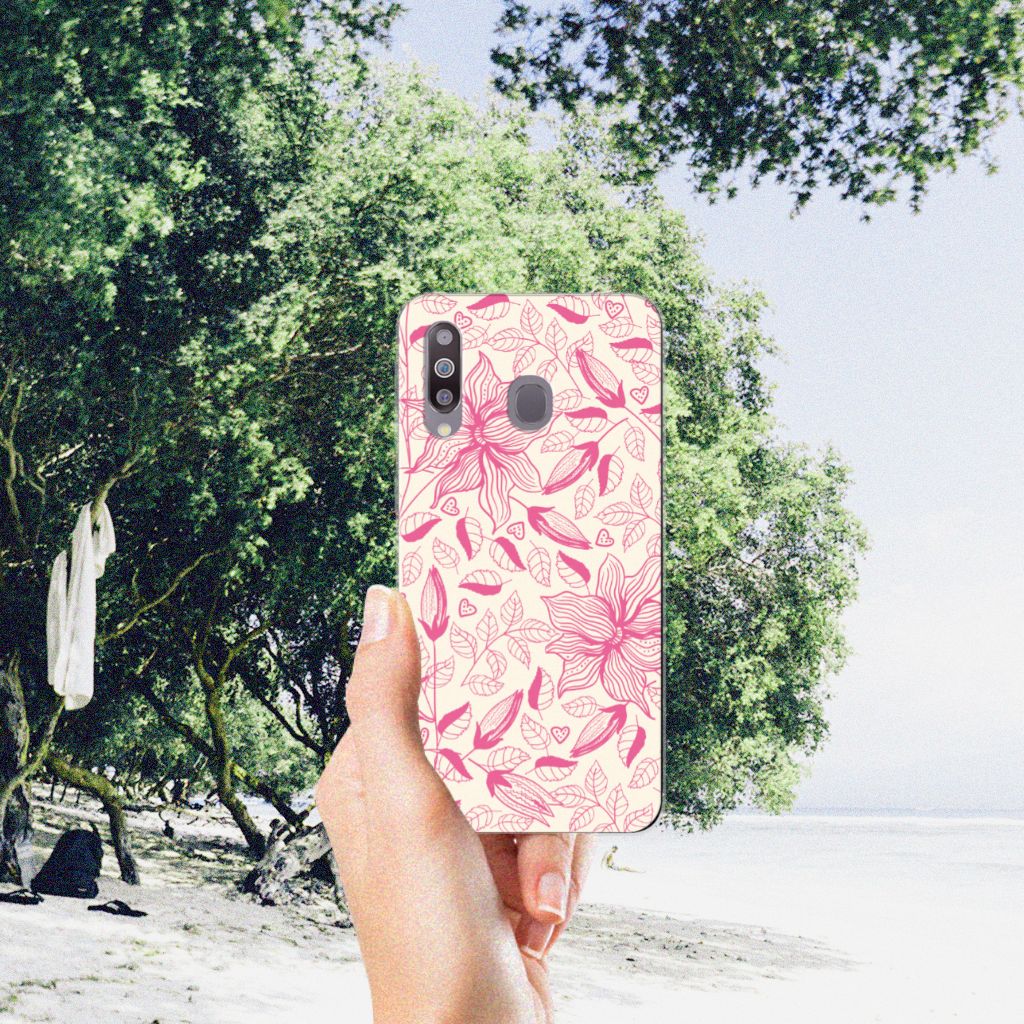 Samsung Galaxy M30 TPU Case Pink Flowers