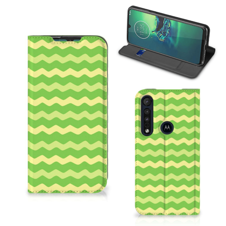 Motorola G8 Plus Hoesje met Magneet Waves Green - B2C Telecom