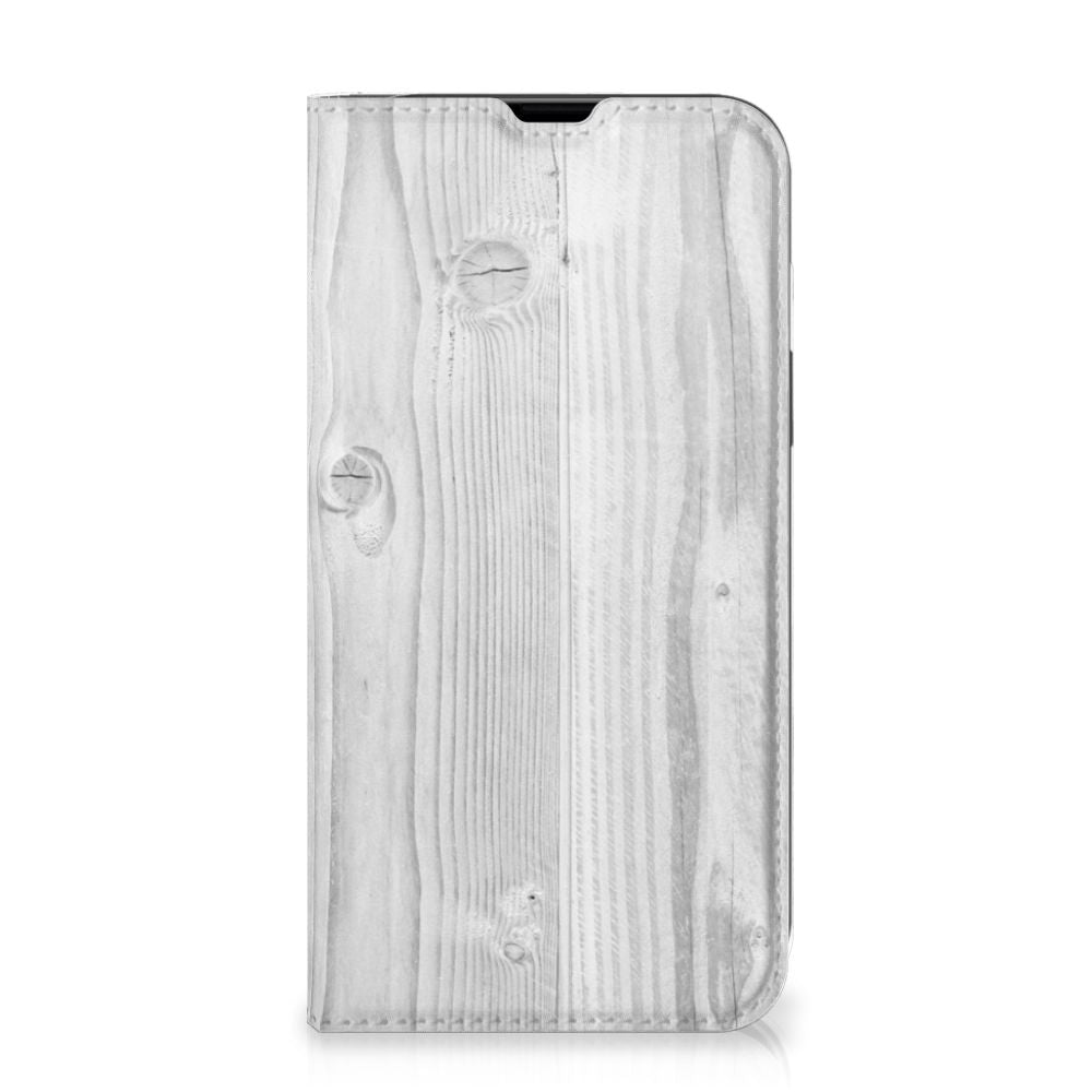 iPhone 13 Book Wallet Case White Wood