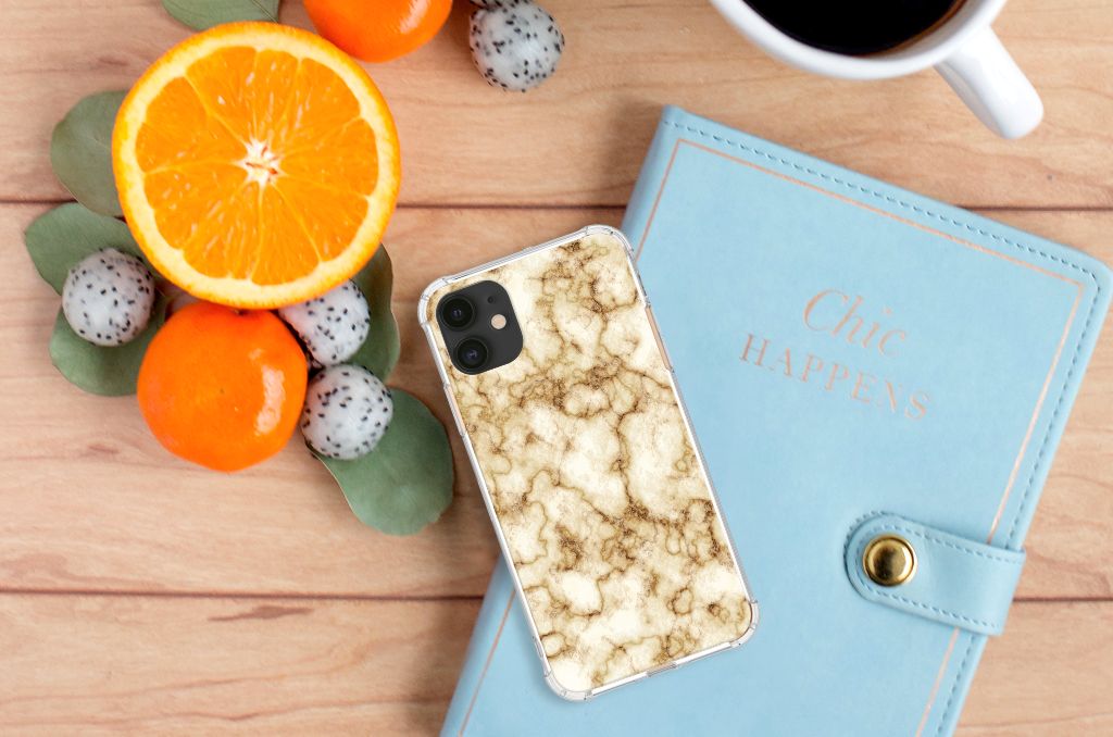 Apple iPhone 11 Anti-Shock Hoesje Marmer Goud