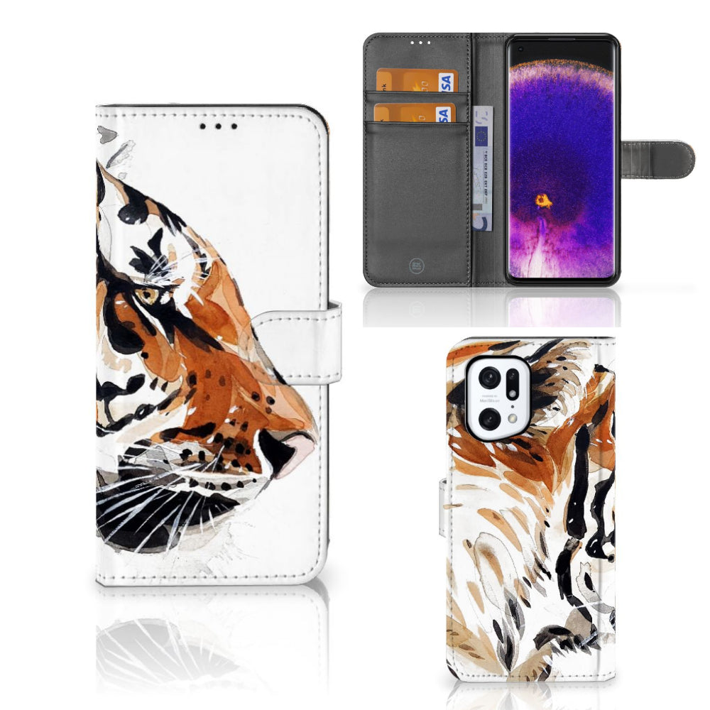 Hoesje OPPO Find X5 Pro Watercolor Tiger