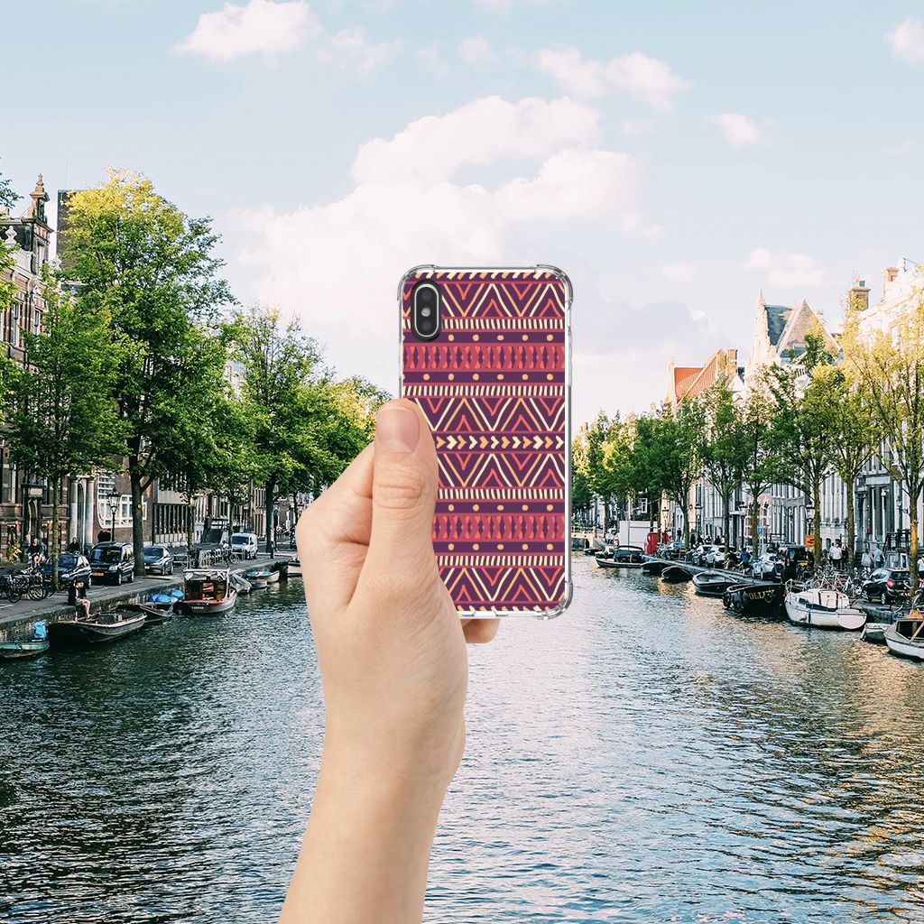 Apple iPhone X | Xs Doorzichtige Silicone Hoesje Aztec Paars