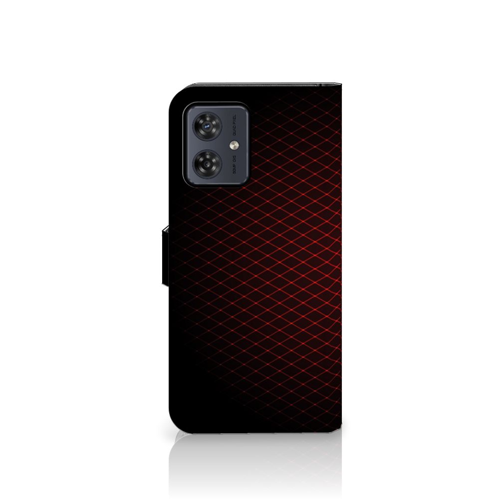 Motorola Moto G54 Telefoon Hoesje Geruit Rood met minimalistisch design en ruimte voor 3 pasjes.