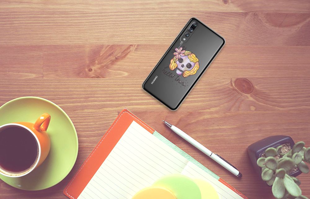 Silicone Back Case Huawei P20 Pro Boho Skull