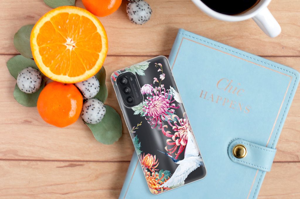 Motorola Moto G52/G82 TPU Hoesje Bird Flowers