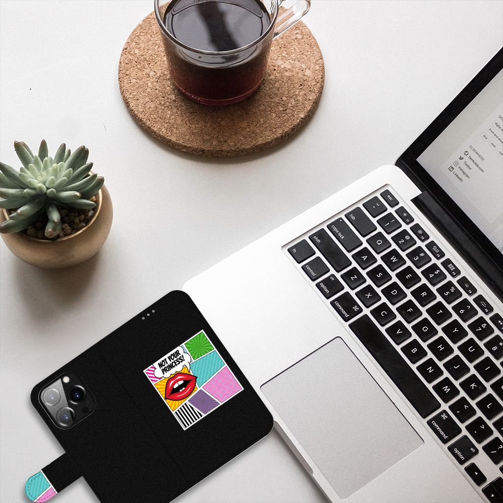 iPhone 14 Pro Wallet Case met Pasjes Popart Princess