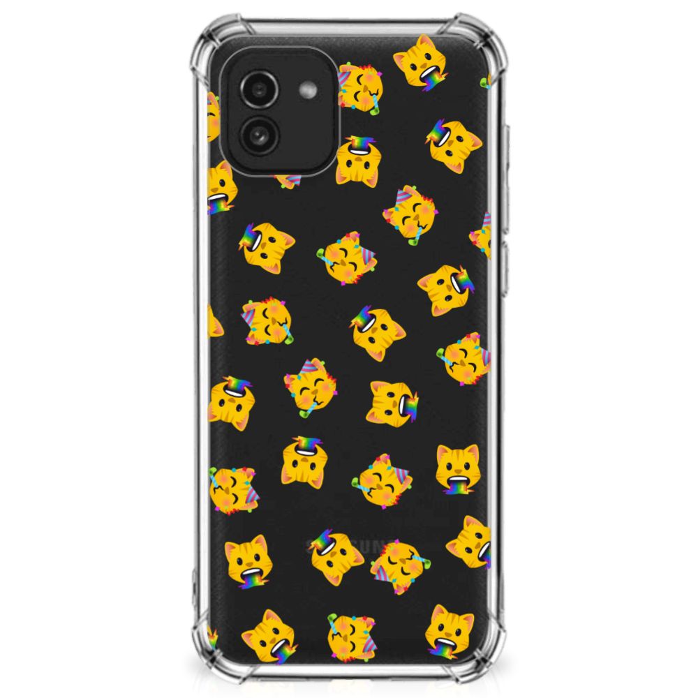 Doorzichtige Silicone Hoesje voor Samsung Galaxy A03 Katten Emojis B2C Telecom
