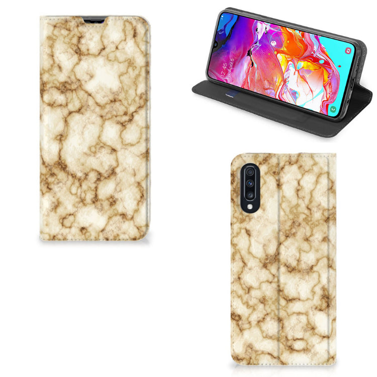 Samsung Galaxy A70 Standcase Marmer Goud