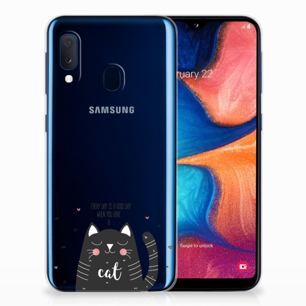 Samsung Galaxy A20e Telefoonhoesje met Naam Cat Good Day