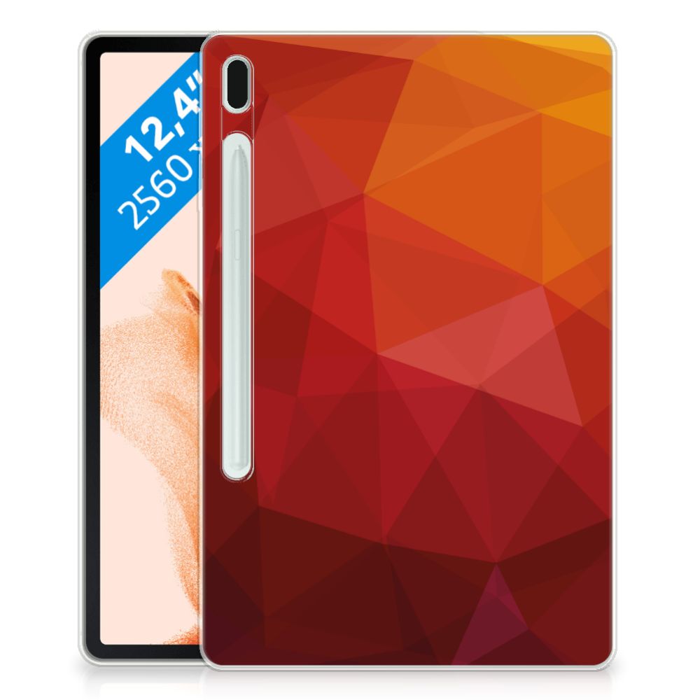 Back Cover voor Samsung Galaxy Tab S7FE Polygon Red - B2C Telecom