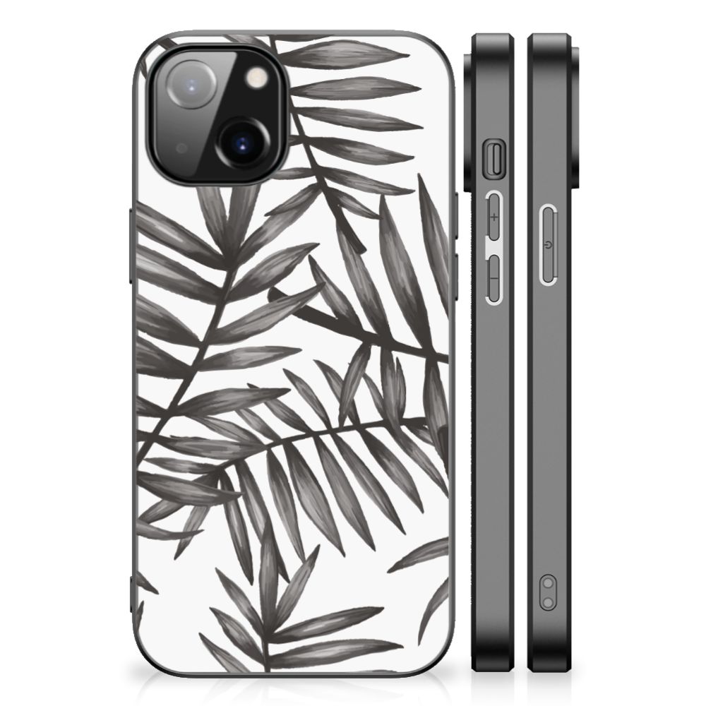 Apple iPhone 13 | iPhone 14 Bloemen Hoesje Leaves Grey